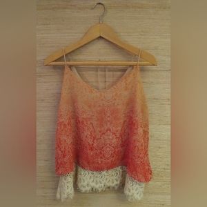 Cato Orange and Cream Spaghetti Strap Tank Top (L)